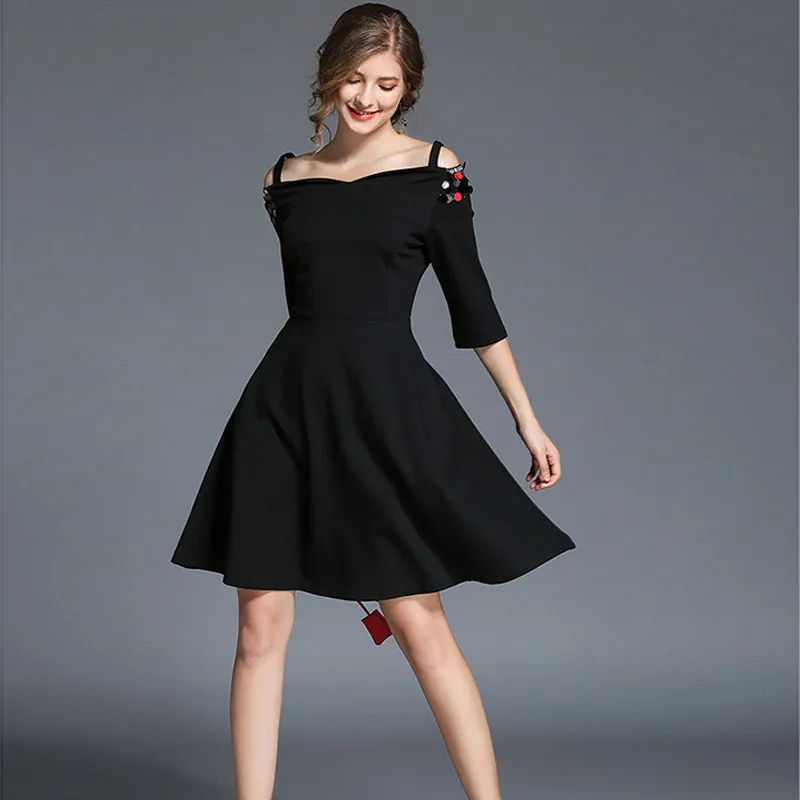 Little Black Off Shoulder Evening Gown With Sleeves ... From Newdeve, $33.17 | DHgate.Com Little Black Off Shoulder Evening Gown With Sleeves ... From Newdeve, $33.17 | DHgate.Com