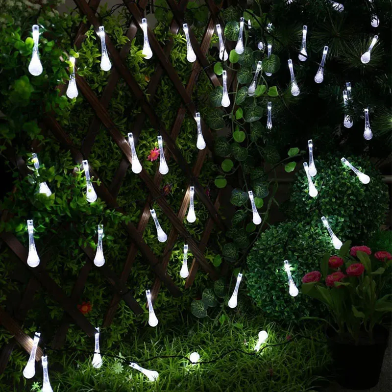 LED Water Drop Solar Light Light Halloween Christmas Decortations 30 Lights Home Outdoor Garden Patio Party Holiday Supplies WX9-36