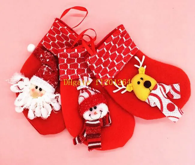 500 sztuk / partia Darmowa Wysyłka New Arrival Santa Claus Christmas Stockings Prezenty Świeczki Posiadacze Choinki Dekoracje