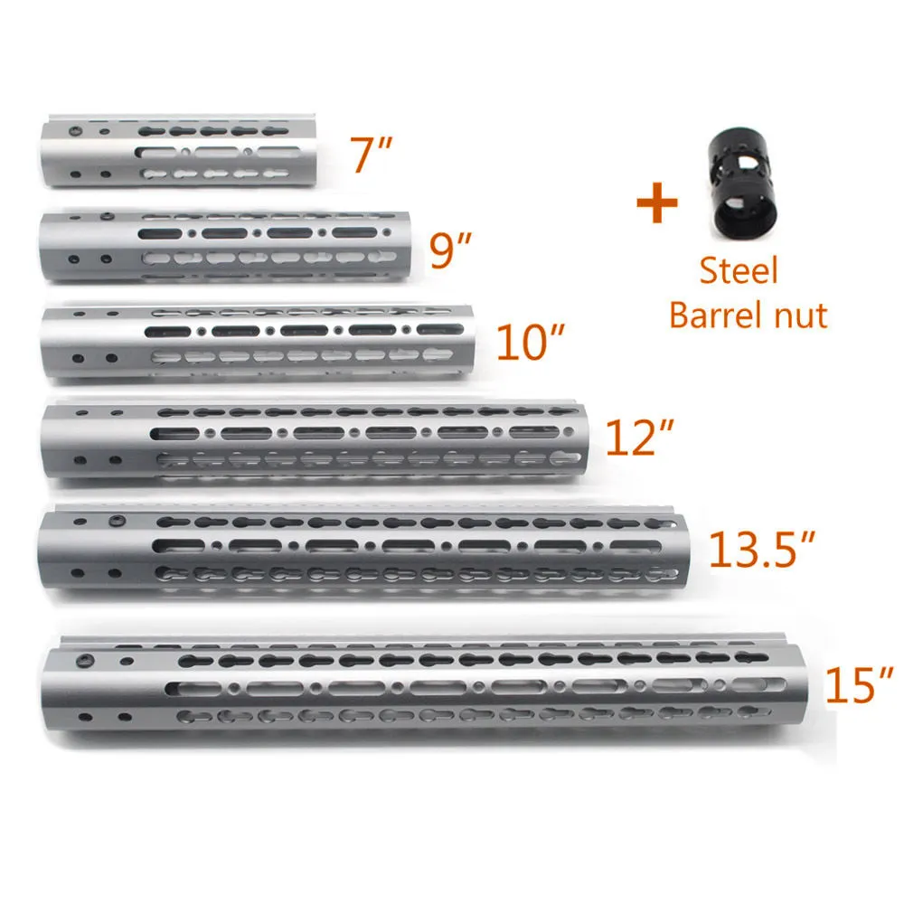 7/9/10/12/13.5 / 15 '' inch lengte keymod handguard rail gratis float picatinny mount systeem stalen vatmoer - ruimte grijs geanodiseerd