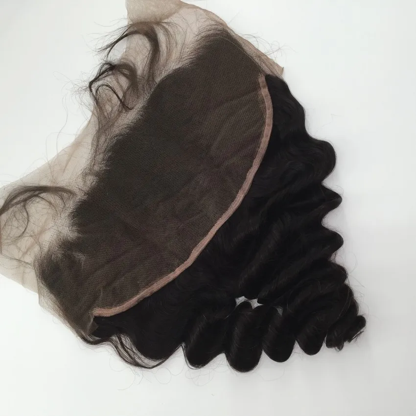 Europäischer Spitzen-Frontverschluss von Ohr zu Ohr mit Babyhaar, 33 x 15 cm, Top Interlovehair, locker, lockig, 25–50 cm, natürliche Farbdichte 130 %.