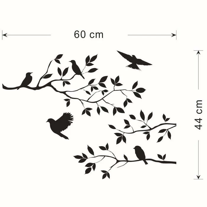 2016 Tree Branch and Birds Winyl Art Nackalna naklejka na ścienną naklejkę ścienną wystrój domu Tapeta Mural 4984062