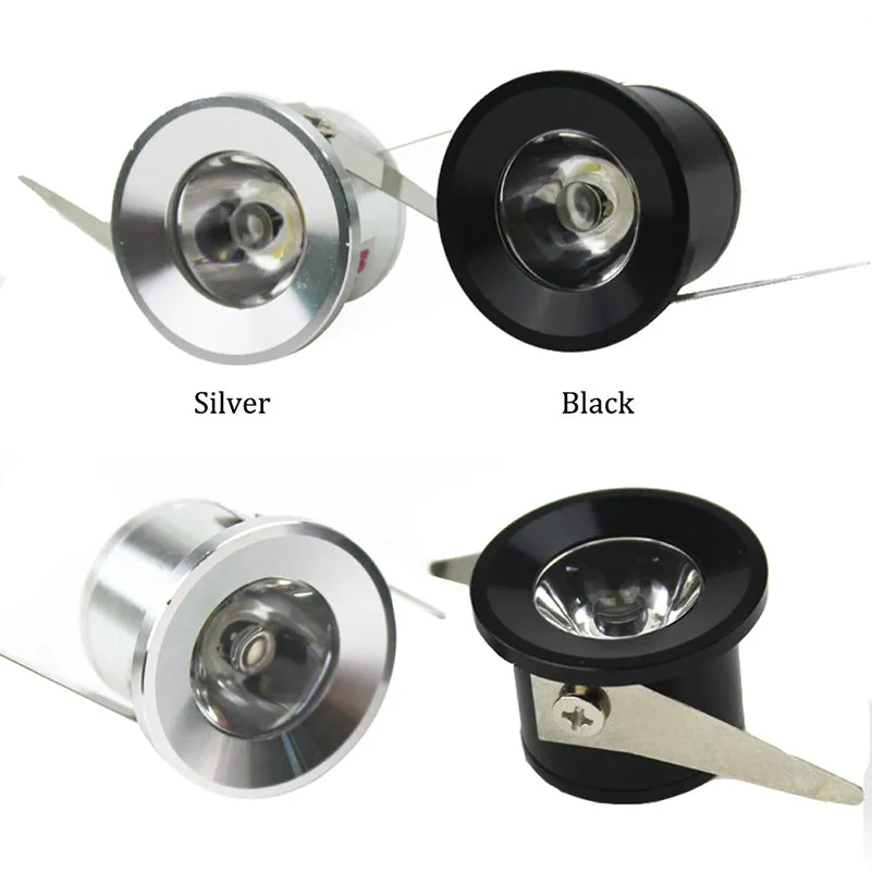 Corpo in argento / nero Mini lampada da armadio a led 1w Mini spot a incasso a LED AC85-265V da incasso a soffitto