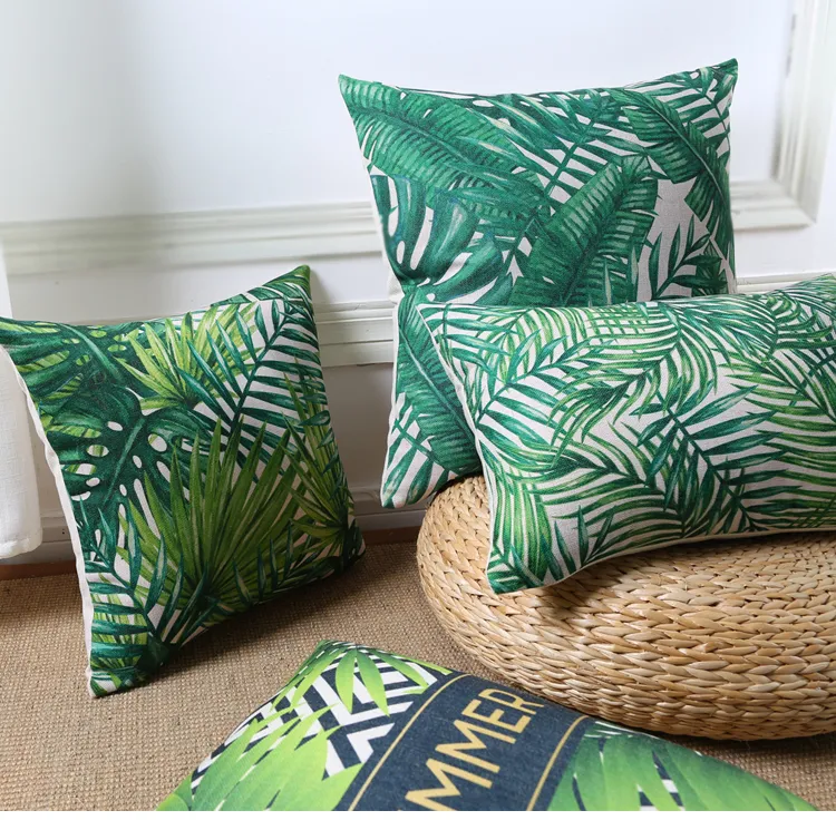 Чехол на подушку в тропических джунглях, тропический лес, растение, летний стиль, капа де альмофада, зеленые листья, декоративная наволочка 246U