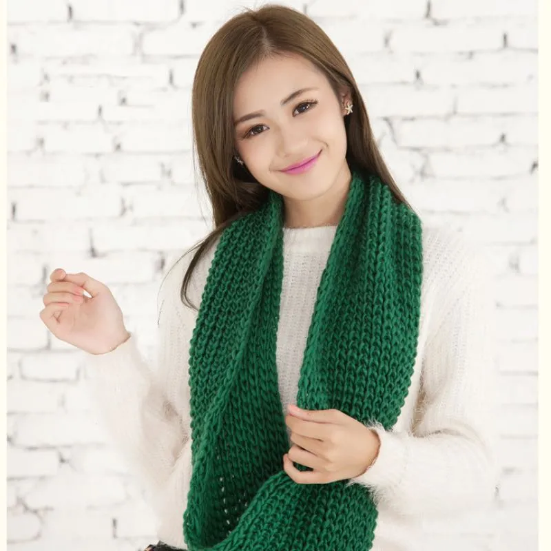 Malha Infinity Scarves Cor pura dois anéis de inverno cachecol 130 x 25 cm 10 cores atacado escara