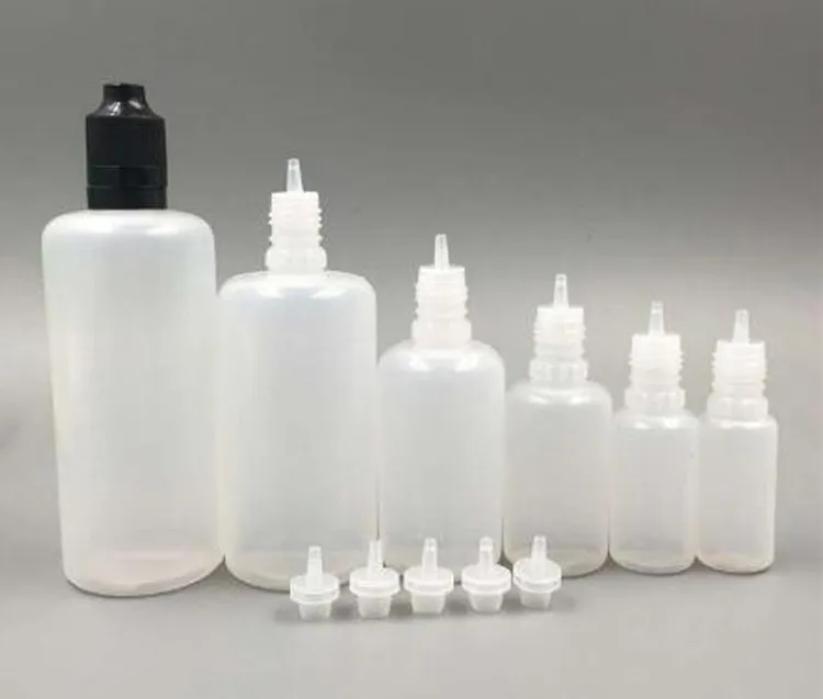 500st 120 ml eliquidflaskor plast dropper genomskinlig pe tom e juice flaska färgglada barnsäkra tamper caps2396