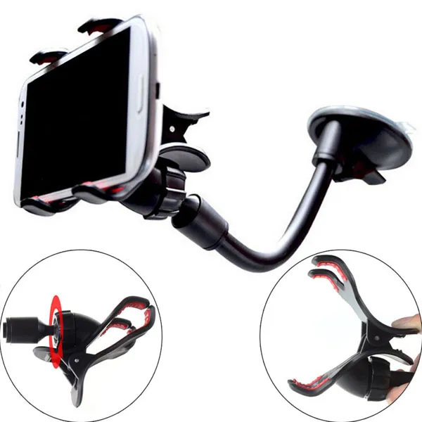 Universal 360 Degree Rotating Long Arm Windshield mobile phone Car Mount Bracket Holder Stand for iPhone Cellphone Cars Holder YM0116