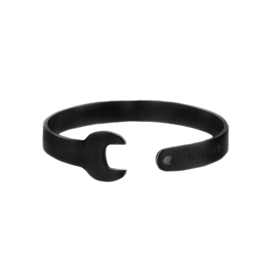 Punk Retro Titan Stahl Männer Armreifen Mechanischer Schraubenschlüssel Öffnen Einstellbare Armbänder Schmuck für männliche personalisierte Geschenk