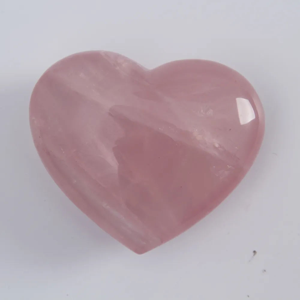 2 3 pouces Quartz rose cristal coeur sculpture artisanat pierre Chakra guérison Reiki pierres amant gife pierre cristal Heart309g