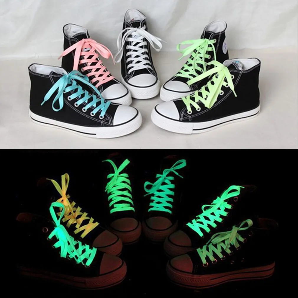 1pair 80cm Sport Luminous Shoelace Glow In The Dark Night Color Fluorescent Shoelace Athletic Sport Flat Shoe Laces Hot Selling