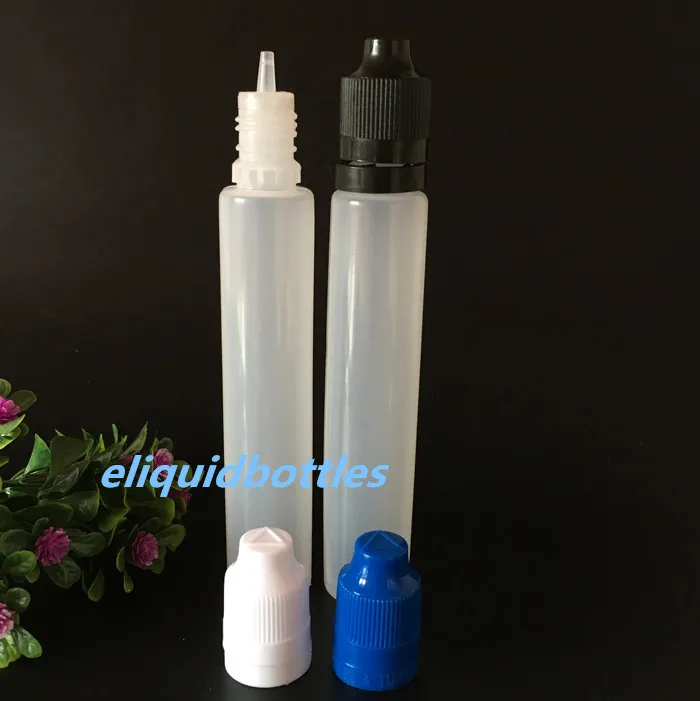 2018Wholesale plastic lege druppelaar hervulbare fles 1oz pen vorm PE 30 ml e vloeibare flessen met tamper duidelijke caps lange dunne tip