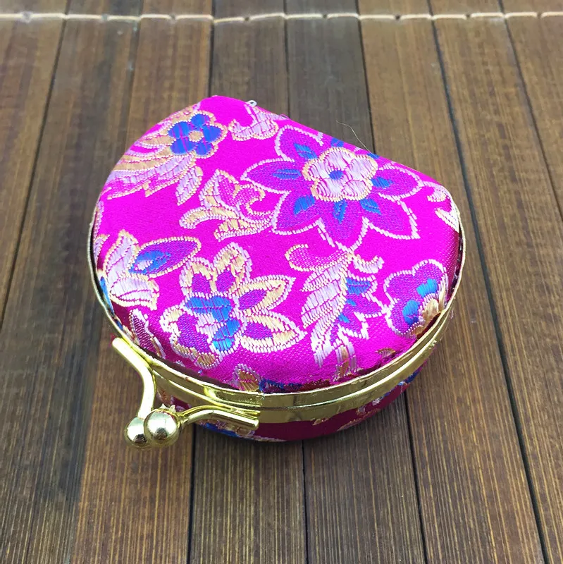 Mirrored Semicircle Small Box for Travel Jewelry Set Gift Box Multi Ring Necklace Storage Case Silk Brocade Colorful Metal Buckle Boxes