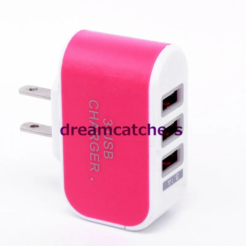 5V 1A Candy EU US Plug 3 port USB Wall Charger Universal Travel AC Home Convenient Power Adapter colorful for iphone 6s Samsung S7 HTC LG