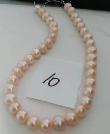 Благородное 11-12 мм натуральное южное море розовое жемчужное ожерелье 18-дюймовый 14K золотой застежкой