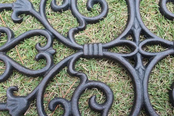 Cast Iron Doormat Scroll Door Mat Home Decoration Rectangular Metal Brown Antique Garden Farmhourse Doorway Theshold Ornament