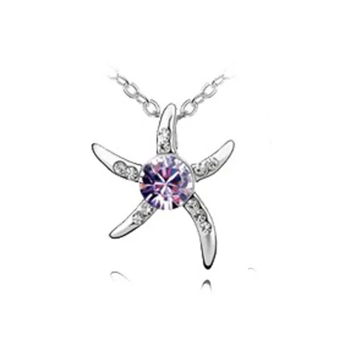 Collier étoile de mer plaqué argent 925, bijoux en cristal exquis, pendentif étoile de poisson, collier étoile de poisson, bijoux en cristal DHL
