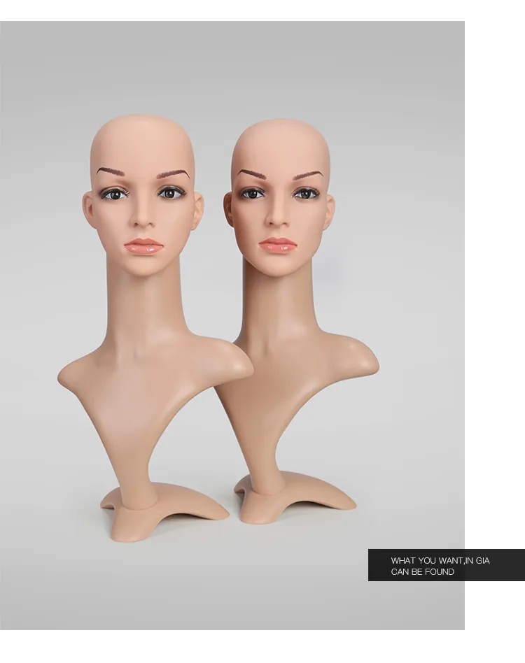 Female Mannequin Heads pour des vêtements de vêtements bijoux et affichage de cheveux ou de perruque PVC Matière plastique en PVC Europe Style et peut dissoun7093148