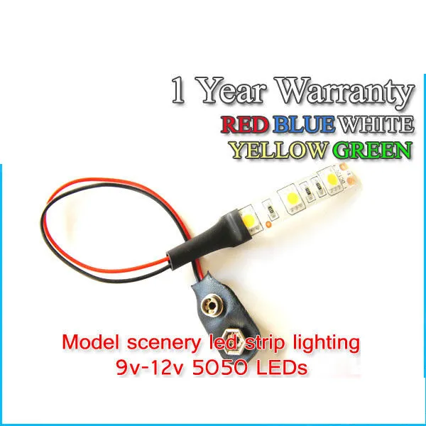 Modell Railway LED Light Scenery 5050 LED-remsor 9V PP3 12V vitblå röd grön bilbil underbody dockor hus 5cm 10cm 30cm 60cm 120cm DHL