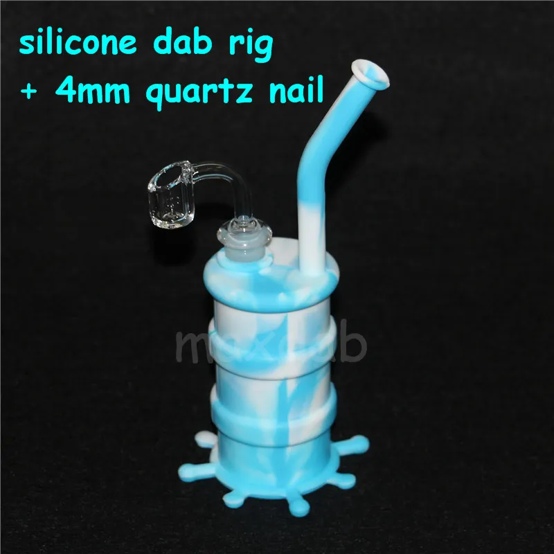 Nouveaux narguilés Bongs en silicone avec clou de quartz Herbal Dab Plate-forme pétrolière Tuyaux d'eau Bong en verre coloré dhl