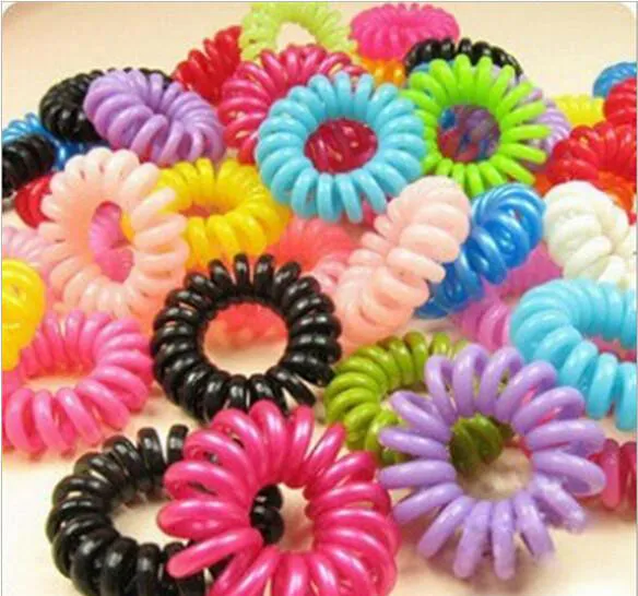 Telephone Cord Rubber Hair Ties Home Outdoor Elastic Ponytail Holders Hair Ring Scrunchies For Girl Rubbers Band Tie TY960 Support Logo Customized