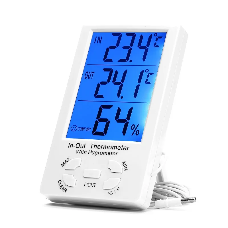 Thermomètre intérieur et extérieur, capteur extérieur sans fil, thermomètre  hygromètre numérique avec grand écran LCD, / commutateur