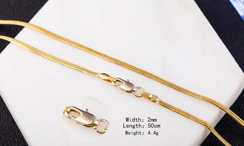 2018 Nytt modemärke 18K guldpläterad lysande 2mm jadoku kedja hängande halsband kedja clavicle kedja 20in för hängen