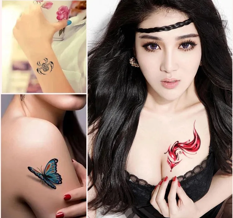 Fake Vrouwen Mannen DIY Henna Body Art Tattoo Design Butterfly Tree Tak Levendige Tijdelijke Tattoo Sticker