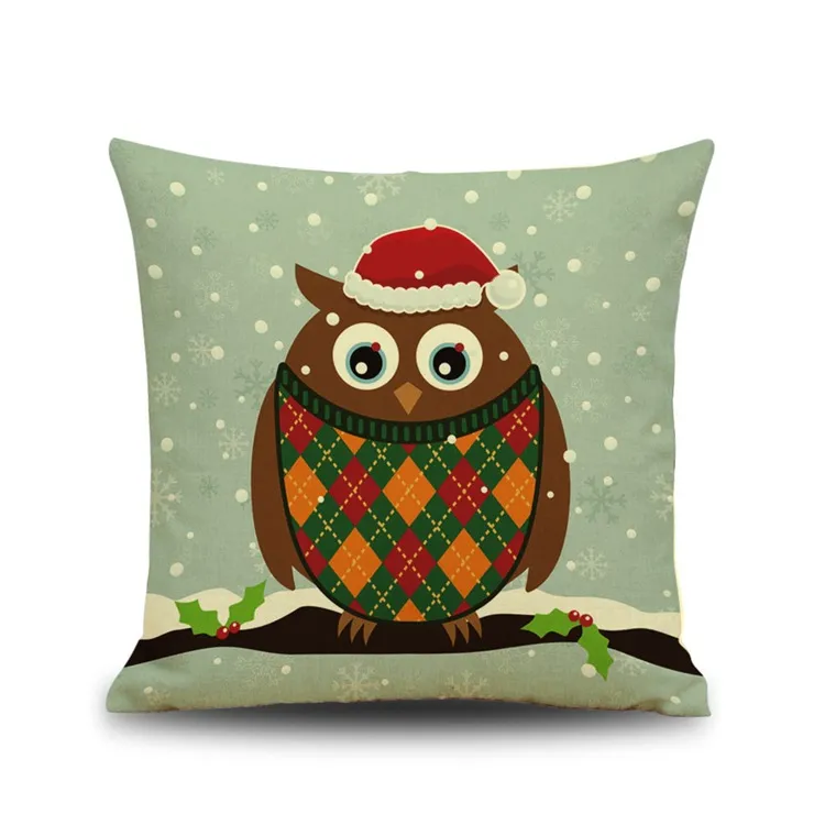 christmas year gift cushion cover cute puppy pillow cover christmas pug dog cat owl reindeer pillow case home decor pillowcases