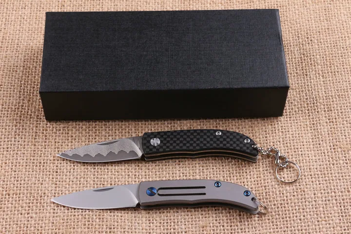 2016 New Arrival 2 Style High End Small EDC Pocket Folding Knife 60HRC Blade Keychain Folding knife Gift knives with paper box