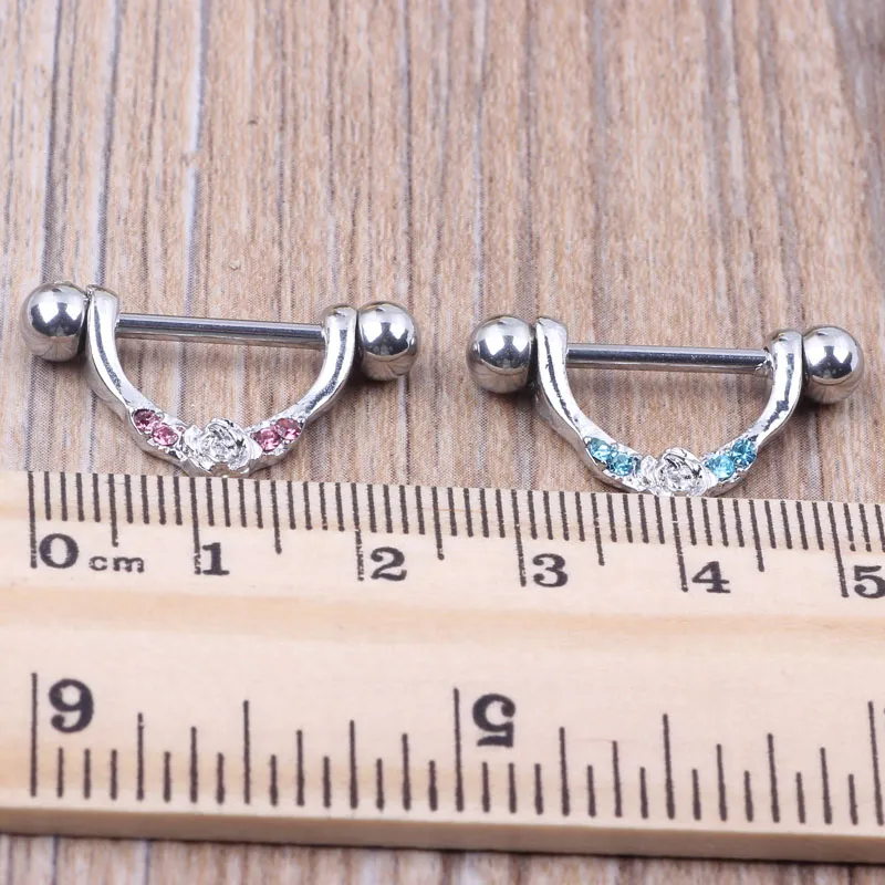 Anel de mamilo piercing corporal bijuterias 14G 316L barra de aço cirúrgico Níquel-NOVA mistura de design 3 cores para mulher303O