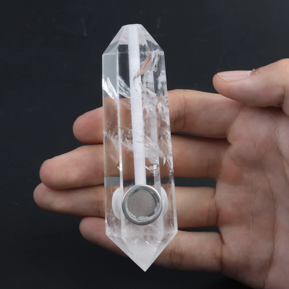 HJT Wholesale Novelty Smoking Pipes Natural Clear Crystal Quartz