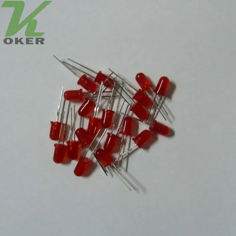 1000 pièces 5mm rouge diffus lumière LED lampe Diode émettrice brumeuse Ultra lumineuse perle Plug-in kit de bricolage pratique grand Angle