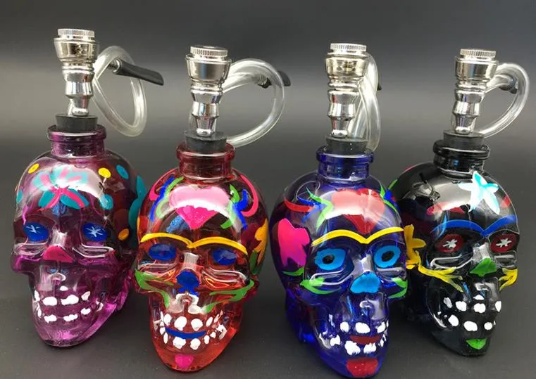 Blomma skelett hookah ---- oljeplatta glas bongs vattenrör tjock pyrex mini heady flytande sci vattenrör, färg slumpmässig leverans