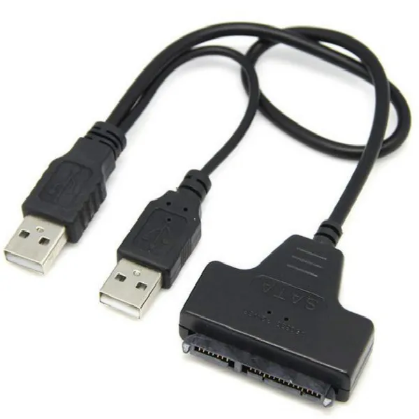 أحدث وصول USB 2.0 إلى SATA 7 + 15 دبوس 22 دبوس محول كابل لمدة 2.5 بوصة محرك الأقراص الصلبة HDD مع كابل الطاقة USB، 2018