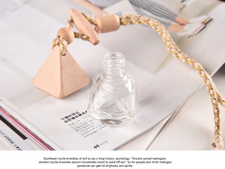 NEW Mini Car Bottle Glass Perfume Air Freshner With Vents Clip Auto Air Automobiles Wooden Lid Aromatherap Perfume Fragrance Diffuser Bottle