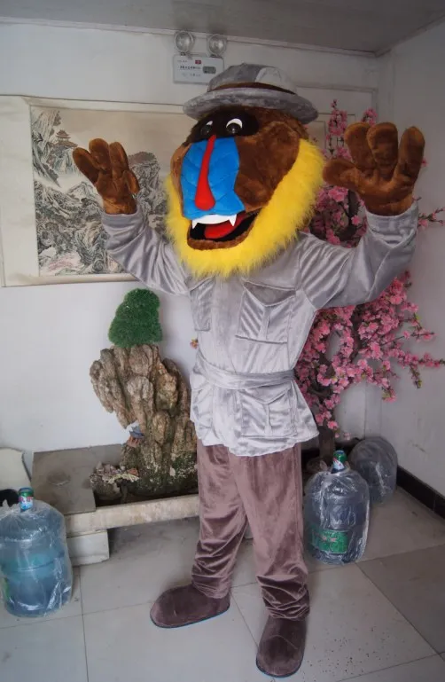 Högkvalitativa riktiga bilder Deluxe Baboon Mascot Kostym Vuxen Storlek Fabriks Direkt Gratis frakt