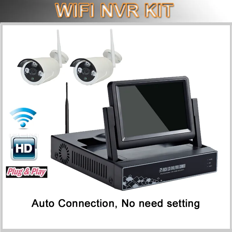 Allt i en 4 -kanals CCTV WiFi NVR -kit för trådlös säkerhetskamera hem Securtiy System8249254