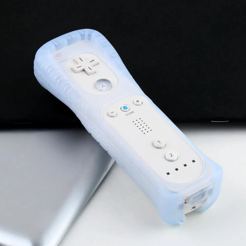 Game Motion Plus Remote Nunchuck Controller Wireless Gaming Nunchuk Controllers with Silicon Case Strap for Nintendo Wii Console