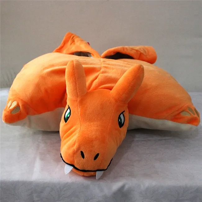 Poke figures 3D foldable cushion Soft Stuffed Animal doll pillow Cute Cartoon Pocket monster Cushion Charizard Charmander Xmas gift EMS