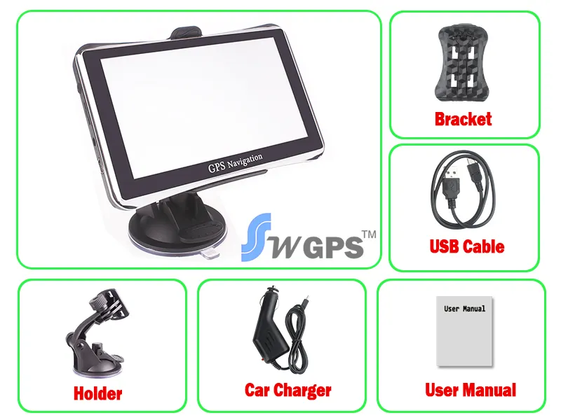 5 inch Car GPS Navigator Navigation System 256M 8G FM Transmit IGO Maps EuropeUSA Maps Truck Maps9507562