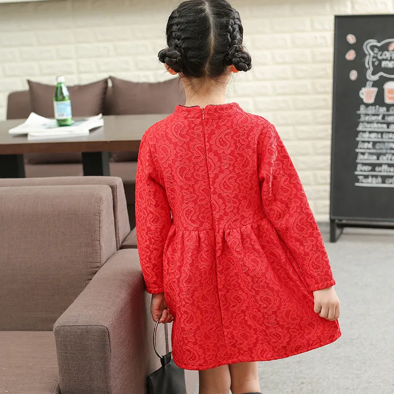 Style chinois fille robe nouvel an bébé filles vêtements mignon rouge robe de broderie enfants robe de princesse florale vêtements pour enfants de qualité supérieure