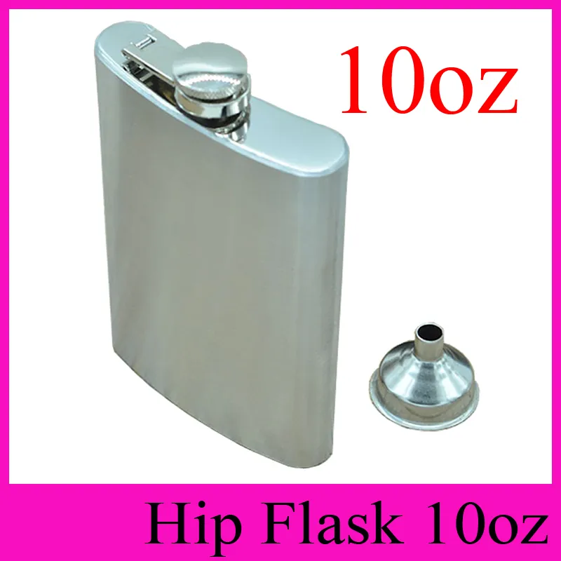 10 oz Stainless Steel Hip Flasks With Funnel Portable Flagon 8 Ounce Hip Flasks Whisky Alcohol Stoup Wine Pot Wholesale Support Logo Customized