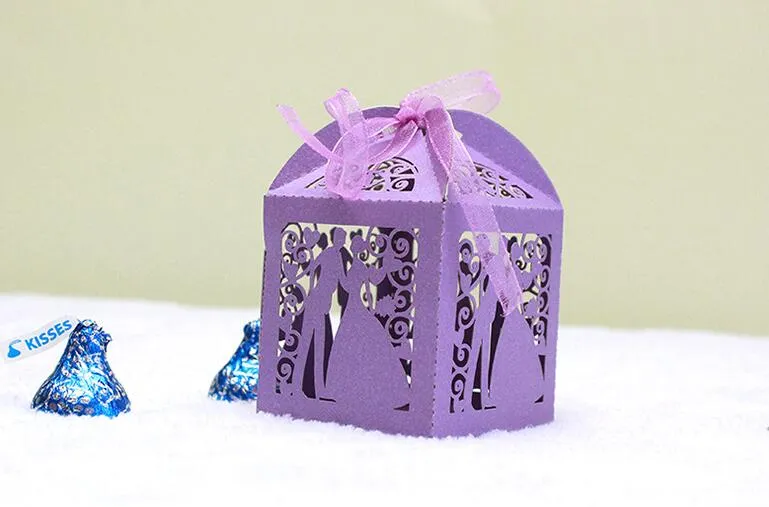 레이저 커팅 중공업 신부의 사탕 상자 초콜렛 상자 결혼식 파티에 대 한 리본으로 아기 샤워 부탁 선물
