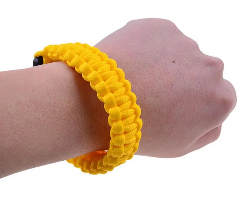 auto rescate de emergencia pulseras pulsera de la supervivencia del paracord silbato al aire libre del encanto de la supervivencia del ejército kit de cuerda pulsera hecho a mano pulsera