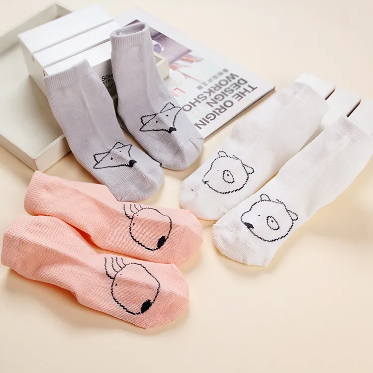 Spring & Fall Style Kids Socks Cartoon Cotton Baby Socks Cute Cat Fox Pattern Ankle Sock For Children /Color