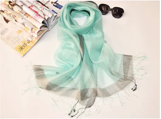 10st Höst New Fashion Woman Silk Scarf Solskyddsmedel Pure Färg Scarf Ladies Mulberry Silk Scarf Scarf 200 * 90cm Gratis frakt