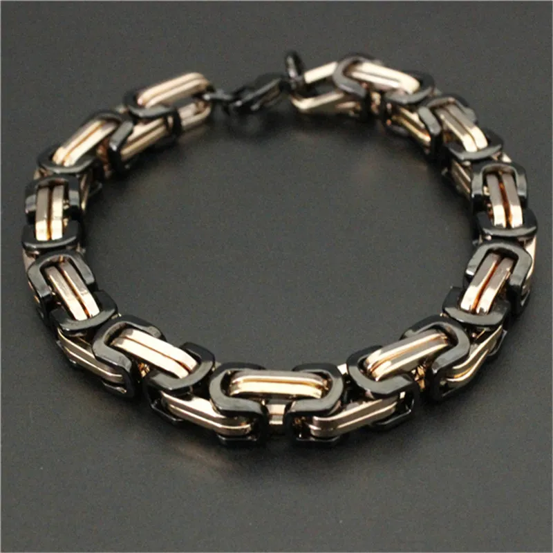 8mm 8.5inch polimento de ouro banhado motocicletas Cadeia de bicicleta bracelete 316L aço inoxidável moda jóias pulseira