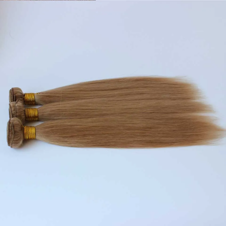 Rechte top honing blonde kleur braziliaans menselijk haar inslag 27 Peruviaanse Indiase Maleisische Cambodjaanse menselijke haar weefsel extensions 3 bundels inslag