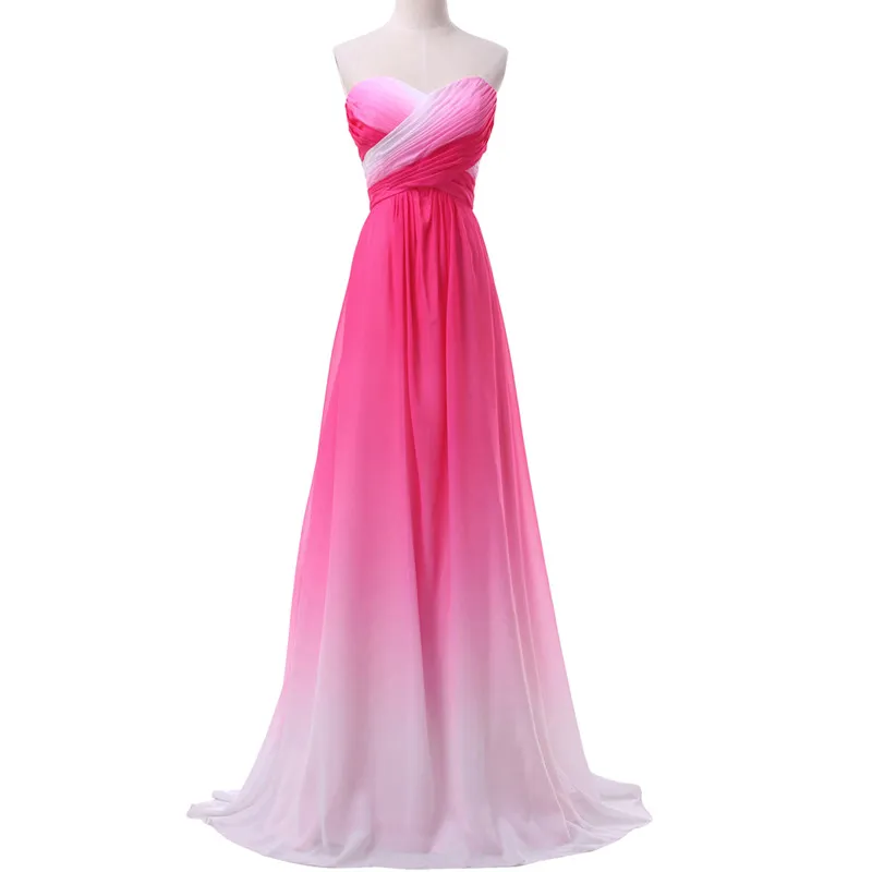 Gorąca Sprzedaż Prawdziwe zdjęcie Ombre Evening Prom Dresses Lato Nowy Gradient Kolorowe Seksowne Party Suknie Vestido De Festa Prom Suknie Hj07