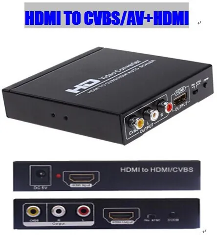 Convertidor HDMI a RCA /AV/CVBS y HDMI, dos distribuidores con salida AV HDMI, divisor